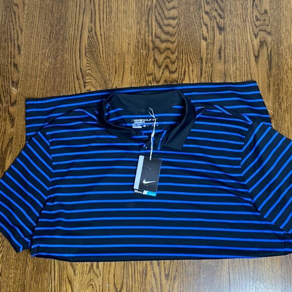 Nike Standard Fit golf polo shirt blue black stripe XL men's NWT - Picture 5 of 7